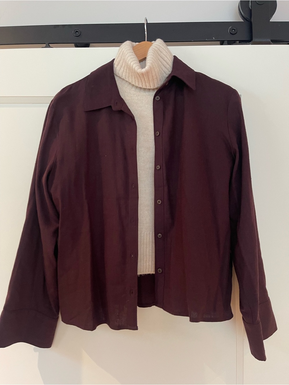 2 for 1 H&M Dark Burgundy Button-Up Shirt AND H&M turtle neck under shirt SMALL